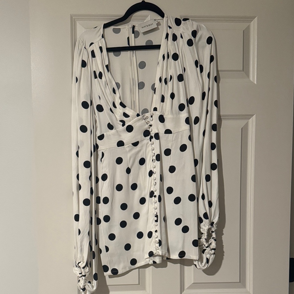 Rat & Boa Polka Dot Mini Dress in White and Black
